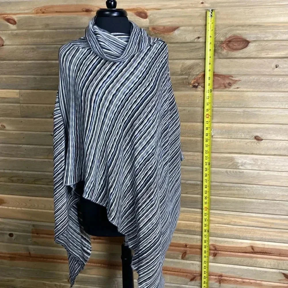 Big Buddha Striped Knit Turtleneck Poncho One Size 1591